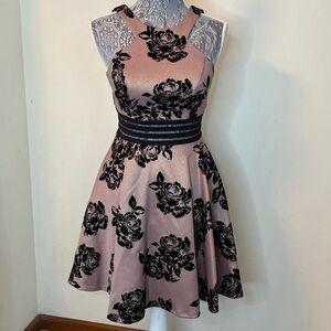 Pink and Black Floral Dress